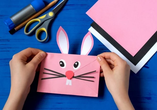 Deko Ideen zu Ostern aus Papier mit Kindern basteln Osterhase