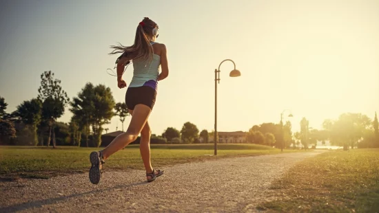 Ohne Sport abnehmen junge Frau beim Joggen ihr eigenes Tempo haben