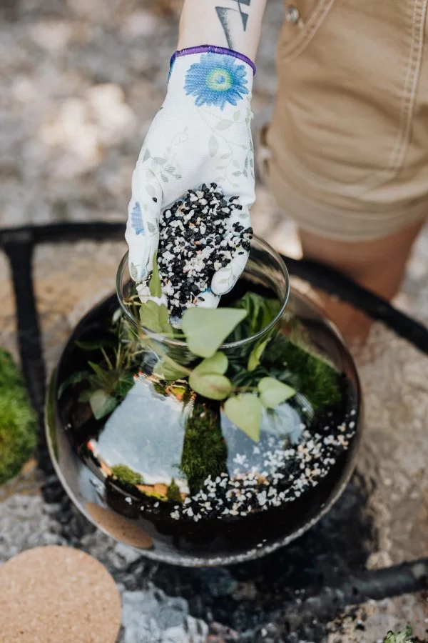 Flaschengarten selber machen – Leben im Glas glas dekorieren kleine kieselsteine