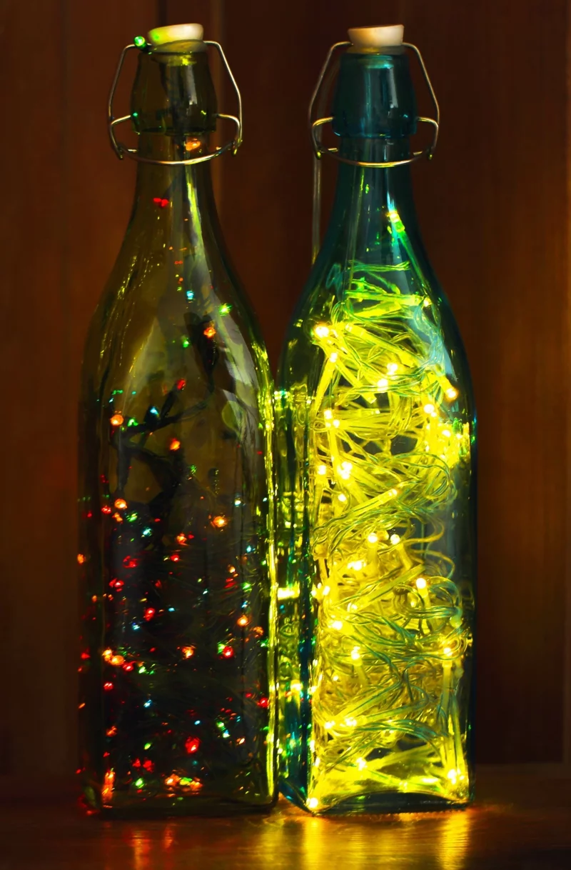 glasflaschen upcycling ideen leuchtende flaschen