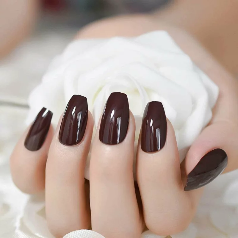 dunkle coffee nails rechteckig