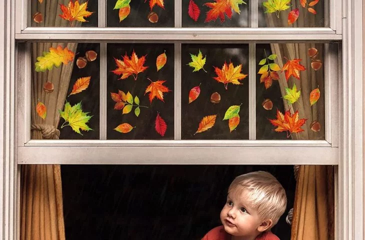 Herbst Fensterbilder basteln mit Kindern