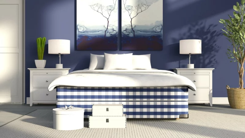 wandfarben kombinieren schlafzimmer blaue akzentwand