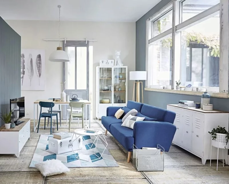 wohntrends 2022 sofa blau einrichtungsideen