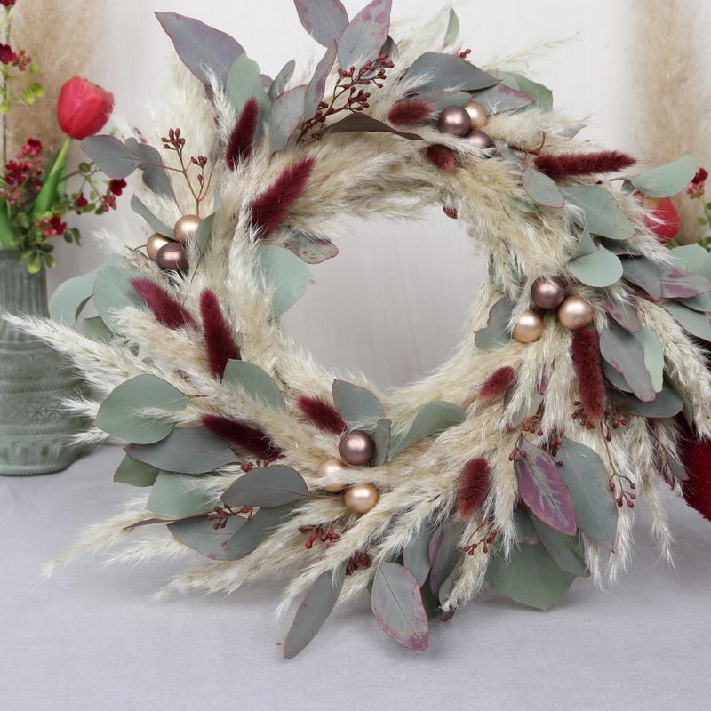 DIY Adventskranz mit Trockenblumen Bastelideen