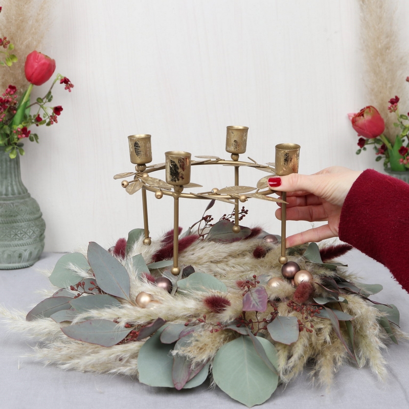 DIY Adventskranz mit Trockenblumen basteln Anleitung