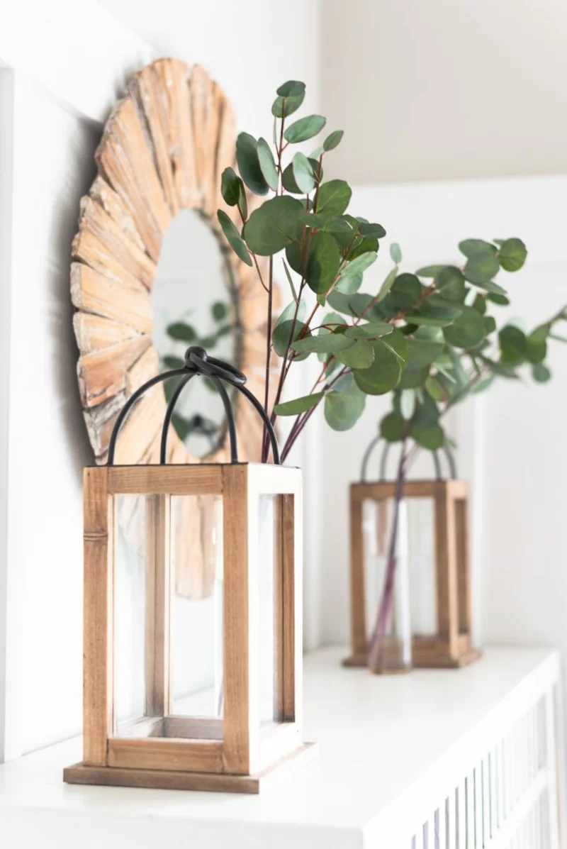 eukalyptus deko vase windlichter weihnachtsdeko ideen
