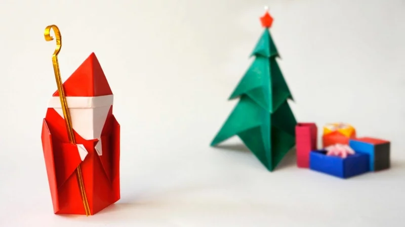 nikolaus basteln nikolaus sprueche lustig nikolaus wuensche weihnachtskartenselber machen origami basteln
