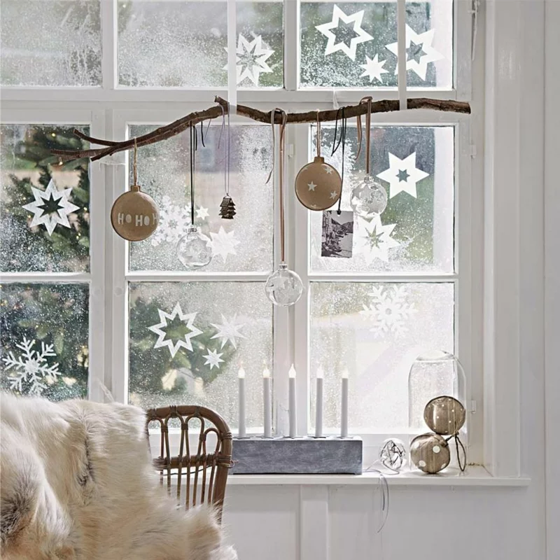 wohnzimmer weihnachtlich dekorieren fenster dekoideen rustikal